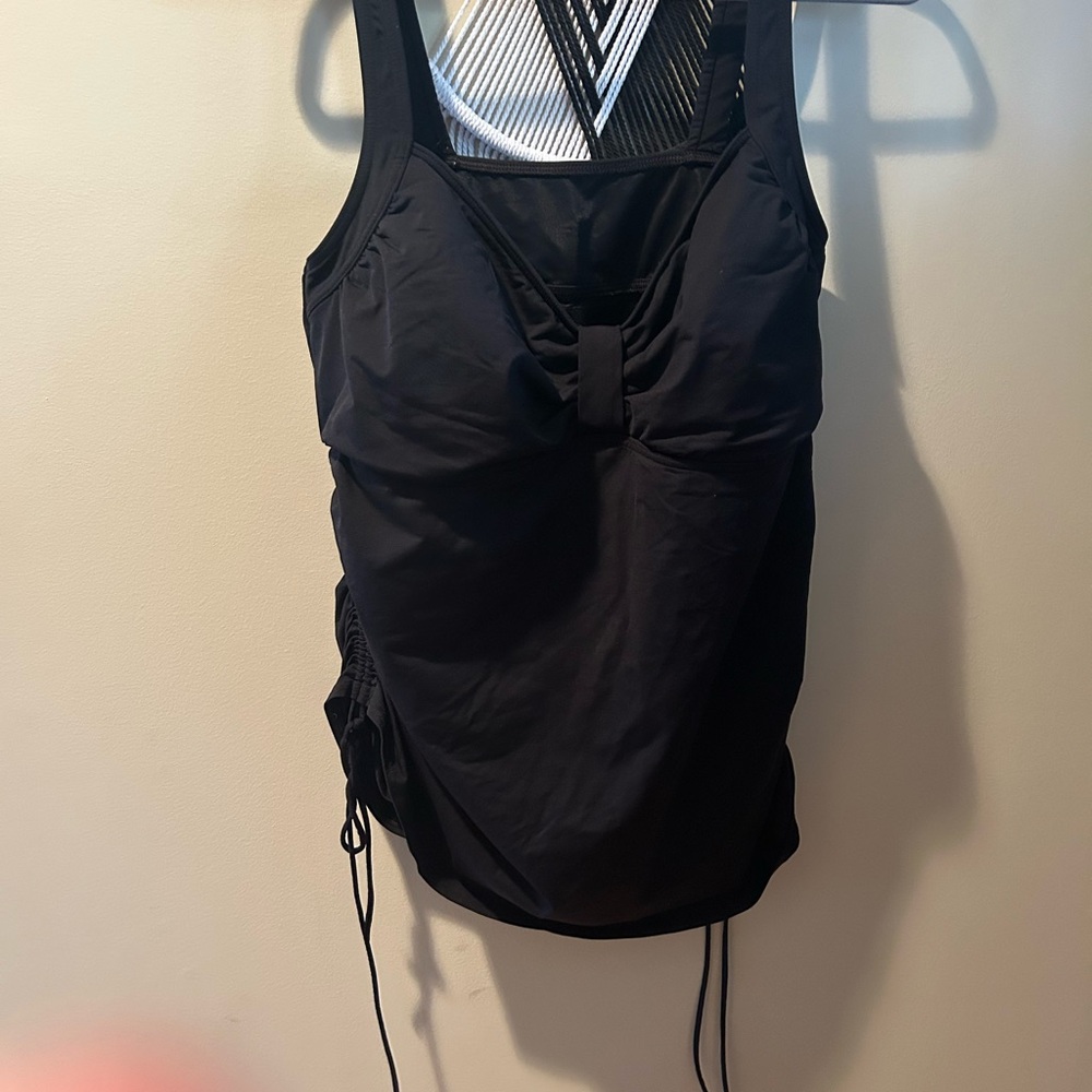 Lands' End Black One Piece Swimsuit with Ruched Sides